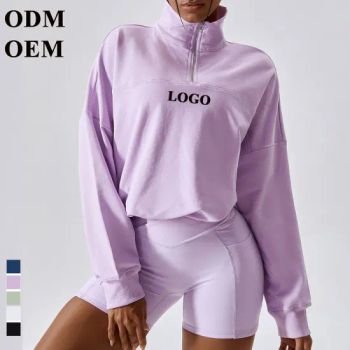 Womens Oversized Half Zip Pullover Long Sleeve Sweatshirt Quarter Zip Hoodie Sweater Teen Girls Clothes - Xiamen Meiju Garment Co., Ltd. - China