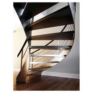 Elegant Style Steel Stringer Curved Staircase Spiral Stairs Oak Stair Tread Customized Indoor Stair - Foshan Orient Industry Co., Ltd. - China