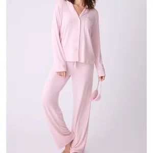 240GSM Lightweight Knitted Ribbed Fabric Nightwear Womens Super Soft Peach Rib Sleepwear - Xiangshan Yarn Garments Co., Ltd - China