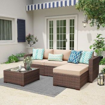 All Weather 5PCS Poolside Outdoor Garden Rattan Wicker Furniture Set Sofa - Ningbo Greenall Furniture Co., Ltd. - China
