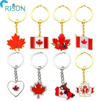 Customized Enamel Canadian Maple Leaf Keychains Key Chain Key Ring Custom Canada Canadian Country Flag Keychains Keyring - Shenzhen Risun Trading Co., Ltd. - China