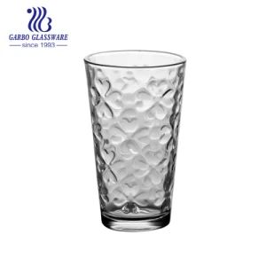 16 Oz Embossed Pressed Glass Cup Water Drinking Juice Tumblers Clear Glasses Highball Glass - Guangzhou Garbo International Trading Co., Ltd. - China
