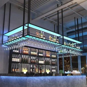 High-End Luxury Hanging Wine Rack Factory Custom Design Wine Rack with Wine Glass Rack for Homebar Livingroom - Guangdong Wine Decoration Warehouse Cellar Engineering Co., Ltd. - China