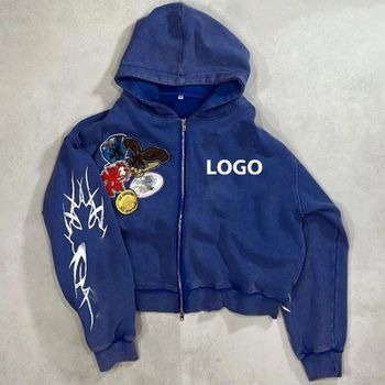 Wholesale Cotton French Terry Dtg Screen Print Washed Zip up Hoodies - china gabc clothing manufacturer - China