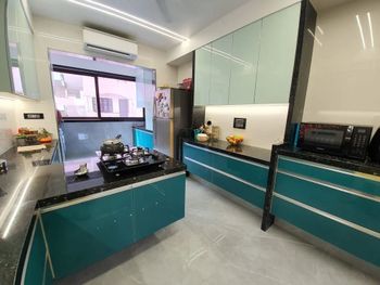MDF Glass Shutter Modular Kitchen Designing Services Material MDF Appearance Modern Service Mode Offline Material Type - Ambika Hardware - India