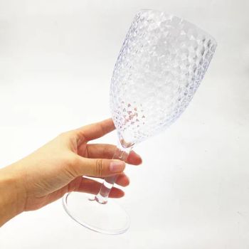 1 Piece Plastic Reusable Colorful Unbreakable Wine Glasses Champagne Flutes with Diamond Plastic Clear Goblets - Wuxi Topteam Co., Ltd. - China