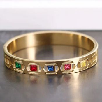 Fashion Candy Color Zircon Fashion Jewelry Bracelet with Multiple Colors Gem Stone Bangle - Putian Chengqiu Hui Trading Co., Ltd. - China
