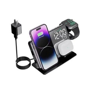 Bulk Price Multifunctional Clock Wireless Charging Phone Watch Charging Station Desktop 4 in 1 Fast Charging Wireless Charger Magnetic Magsafe Charger - Shenzhen D-Wireless Co., Ltd - China