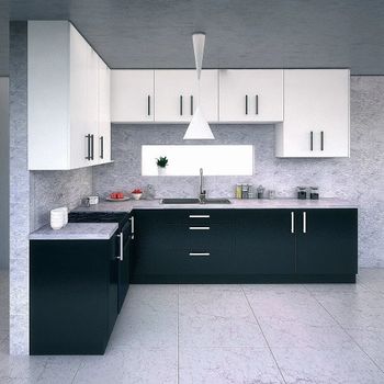 Modern L Shape Designer Modular Kitchen Finish Gloss Material Wooden Layout Type L-shaped Kitchen Shape L Shape Counter Top Material - I Design - India