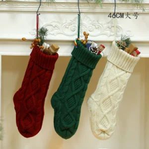 Popular Christmas Stockings Large Knitted Fireplace Burgundy Red Stockings Christmas Hanging Decoration - Dongguan Kangbao Garment Co., Ltd. - China