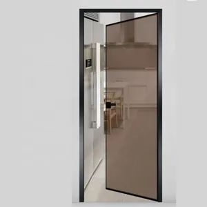 Modern Aluminum Frosted Glass Bathroom Doors Swing Style Tempered Glass Bathroom Shower Door - Foshan Nanhai Dejing Doors Windows Industry Co.,Ltd - China