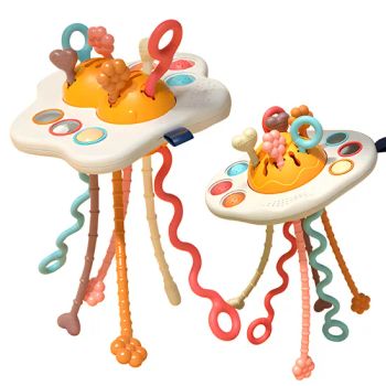 Infant Sensory Double Egg Yolk Pull Push Toy Teething Toys Hand Finger Development Baby Montessori Poached Egg Pull String Toy - Ruijin Baibaole E-Commerce Co., Ltd. - China