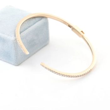 Real Solid Gold Costum Open Width Bangles with Moissanite Diamond D Color for Women Fashion Jewellery Everyday Wear - Wuzhou Provence Jewelry Co., Ltd. - China