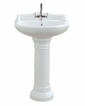 White Ceramic Pedestal Washbasin Color White Shape Round Material Ceramic Design Type Designer Surface Finish Glossy Surface Texture - M. K. Sanitary Store - India