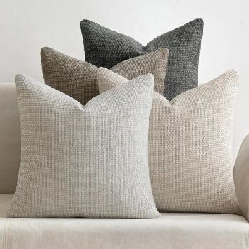Dairui Soft Chenille Cross Stitch Pillow Cases Simple Solid Throw Pillows Plush Couch Backrest Cushions Home Decor Wholesale - Shaoxing City Xinlan Textile CO., LTD. - China