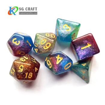 Custom Dice Nebula Galaxy Glitter Dice 7 Polyhedral Plastic Dice - KN Gift Limited - China