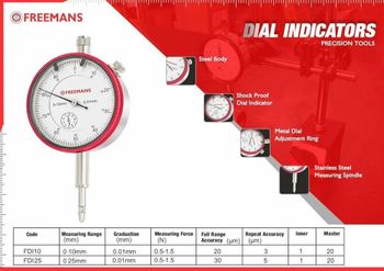 DIAL INDICATORS FDI-10 Shape Round Material Steel Body Material Steel Display Type Analog Model Name/Number FDI10 Usage/Application - K S Enterprises - India