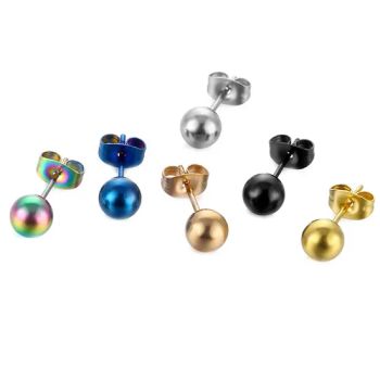 Surgical Stainless Steel Ball Stud Earrings Age Youth MOQ 100PCS Shape Round Color Silver Style Simple Model NO. SSE Gender - Dongguan Bosin Hardware Co., Ltd. - China