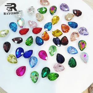 Manufacture Colorful Pointback Rhinestone 10*14mm Crystal Glass for DIY Wedding Dresses Bottles Decorations - Guangzhou JingPin Garment Accessory Co., Ltd. - China