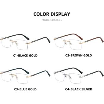 2025 New Rimless Metal Business Square Men's Glasses - Blue Light Blocking, Rx-Ready - Xuzhou Sealand Manufacture Co., Ltd. - China