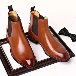 Men s Autumn Breathable Pointed Ankle Chelsea Boots British Style Ankle Bootie PU Upper Slip on Closure Fashion Trend Rubber - Zhangzhou Xiangcheng Danxing Trading Co., Ltd - China