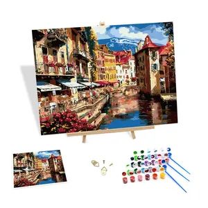Painting by Numbers on Canvas Pretty Flowers Watertown Hand-Painted Custom Canvas Artwork Home Decor Wall - Ningbo Hardwork Art & Craft Co., Ltd. - China