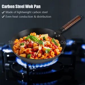Kitchen Cookware Cooking Nitriding Non Stick Large Lightweight Stir Fry Pans Pre-Seasoned Carbon Steel Chinese Wok - Shijiazhuang Sarchi Trade Co., Ltd. - China