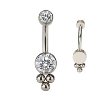 Fashion Women Body Piercing Jewelry ASTM F136 Titanium Round CZ Double Crystal Belly Button Rings Navel Rings - Dongguan Guanzhiniu Jewelry Co., Ltd. - China