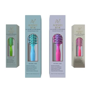 AIRMEI Aura Glide 3-in-1 Professional Detangling & Styling Brush - Solid Base Design, Heat-Resistant for Salon Use - Private Label Available - ningbo airmei technology co.,ltd - China