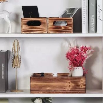 Wood Storage Cube Basket Bins Organizer, Rustic Brown Decorative Wood Storage Box Container for Home, Office, Closet, Shelf - CAO COUNTY DAWANG ARTS AND CRAFTS CO., LTD. - China
