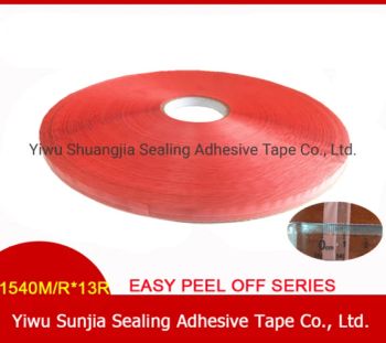 Red PE Film Packing Tapes, Acrylic Adhesive Tape, Double Sided Tape, Resealable Bag Sealng Tape for OPP Bag Sealed (12.4mm) - Yiwu Shuangjia Sealing Adhesive Tape Co., Ltd. - China