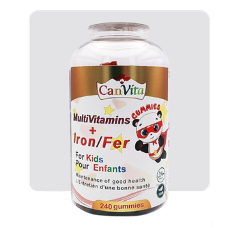 Canvita Kid’s Halal Multivitamins plus Iron Gummy (240 gummies/bottle) all multivitamins for kids for daily use