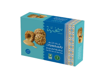 Date balls with tahini and sesame Filling Tahini Internal Texture Stuffed Surface Coating Toasted Sesame - Sanabel Al Shahd Food Factory Company - Saudi Arabia