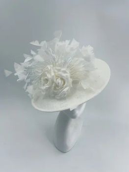 Sinamay Church Hat Party Wedding Church Bridal Headwear Fascinator with Silk Flower - 5.0/5 - China