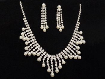Luxury Pendant Bridal Pearl Chained Necklace Jewelry Sets Huge Diamonds - Dongguan weiyizao import and Export Co., Ltd. - China