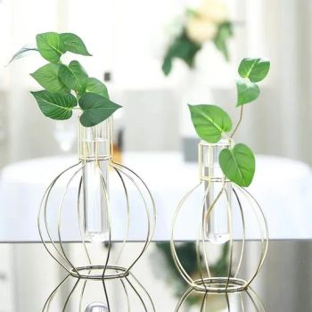 Clear Glass Tubes Flower Vase Holders with Painting Colored Geometric Round Flasks /Frame - LIANYUNGANG KAESHING INTERNATIONAL TRADING CO., LTD. - China