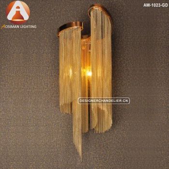 Wall Light with Gold Aluminum Chains Sconce Hot Selling Water Drop Metal Wall Sconce Spherical Glass Golden Ball Wall Lamp Hotel Indoor Decorative White Glass - ZHONGSHAN AOSIMAN LIGHTING CO., LIMITED - China