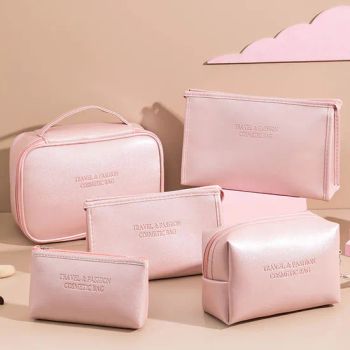 Waterproof Customized PU Leather Travel Storage Pink Cosmetic Pouch Makeup Bags for Women Candy Colors - Yangzhou Morningbird Headwear Co., Ltd. - China
