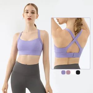 Adjustable Shoulder Straps X-Shaped Beautiful Back Design Women Push up Sports Bras Yoga Apparel - Xiamen Evaricky Trading Co., Ltd. - China