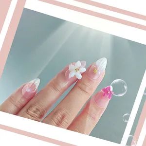 French Almond Press-On Nails ABS 10PCS CE 15D MOQ100 Origin China Style French Material ABS Packing 10PCS Trademark OEM Pre-Designed Yes - Pingxiang Yoken Import & Export Trading Co., Ltd. - China