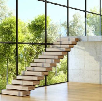 Invisible Steel Stringer Wooden Staircase Super White Tempered Glass Railing Stairs Price - Shenzhen JiaYi House Building Materials Co.,Ltd - China