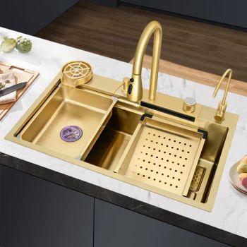 OEM Handmade Sink Bowl in Brushed Stainless Steel for Modern Kitchen Sink Stainless Steel Multi-Purpose Sink Kitchen Accessories Handmade Sink Gold Sink - Top Fun Kitchen and Bathroom Co., Ltd. - China