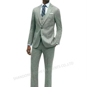 Custom Grey Men Suits Made-to-Measure Costume Hommes Bespoke Men Wedding Suits Apparel-Accessories Fabricado Da China - SHANDONG AOSHI GARMENTS CO., LTD. - China