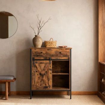 Farmhouse Buffet Cabinet Coffee Bar Storage Cabinet Sideboard with 2 Barn Doors for Dining Room Living Room Kitchen - Jinan Unic Industry Trade Co., Ltd - China