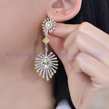 925 Sterling Silver Earrings Gold Plated Silver Earrings 5A CZ Yellow Stone Chandelier Earrings - Zhuhai Kirin Jewelry Co., Ltd. - China
