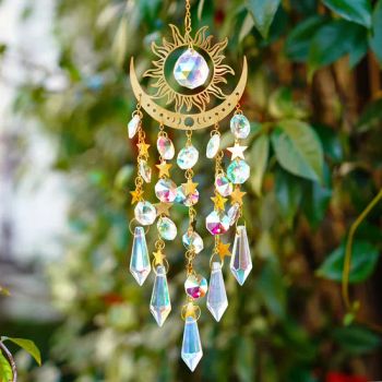 Sun Moon Brass Suncatcher with Crystal Prism for Garden Decor - Yiwu Renrui E-commerce Business - China