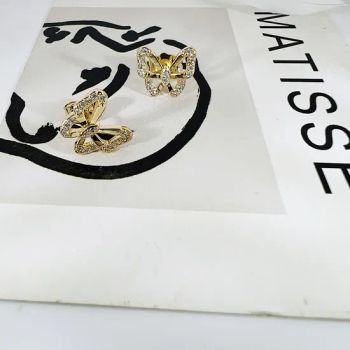 Custom OEM Hollow out 925 Silver Gold 18K Plated Fine Jewelry Luxury Zircon Supplies Butterfly Women Earrings - YU JING JEWELRY CO., LTD. - China