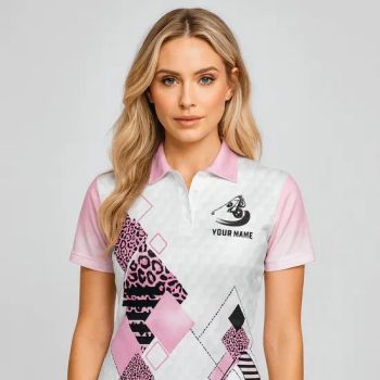 Custom Logo Leopard Print Argyle Womens Golf Polo Shirt MOQ 1 Pieces Origin China Season Summer Pattern Printed Trademark - Dongguan Qiandao Industrial Co., Ltd. - China