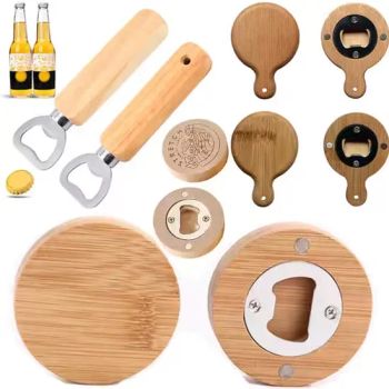 Bar Home Kitchen Custom Brand Logo Coaster Round Wooden Beer Opener Customize Wooden Handle Bottle Openers for Corona Bloemenbier Bush - Hangzhou Gold King Materials Co., Ltd. - China