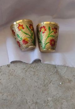 Brass Glass Set, For Home, 6 Inch Shape Round No. of Piece 2 Size/Diameter 6 Inch Usage/Application - Tushant Enterprises - India